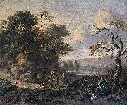 Jan Wijnants Landscape with donkey rider. painting